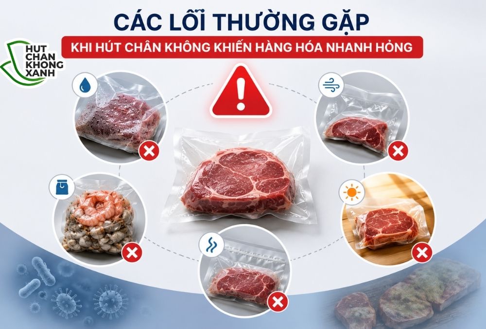 Các lỗi thường gặp khi hút chân không khiến hàng hóa nhanh hỏng