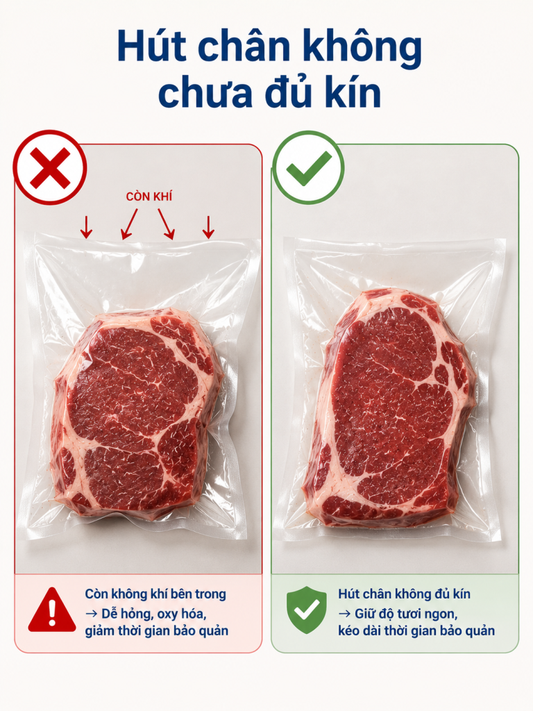 Hút chân không chưa đủ kín