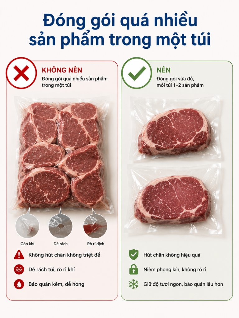 Đóng gói quá nhiều sản phẩm trong một túi